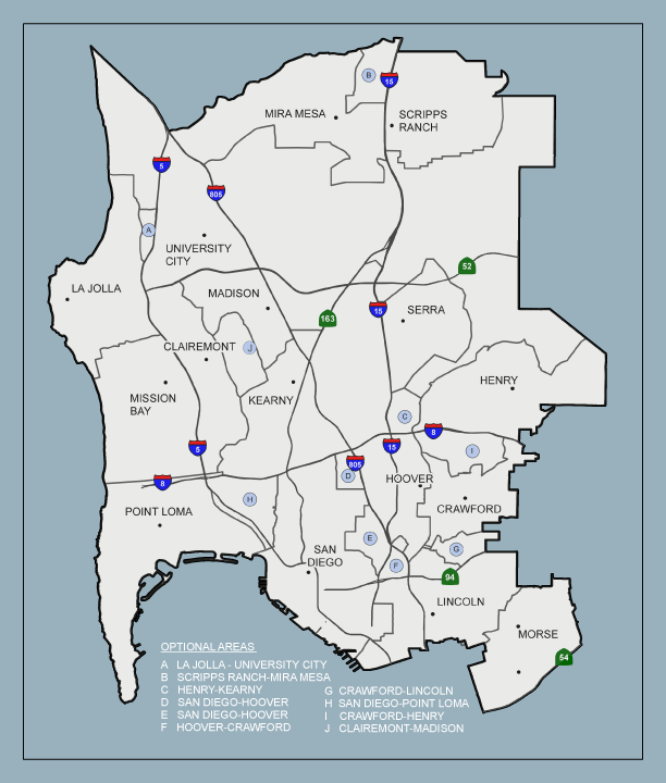 san diego unified school district senior high school boundaries, 2009-10
